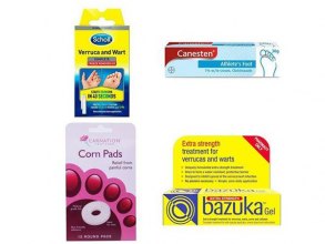 Foot Care Items - Bazuka Gel, Canesten Athelete's Foot Cream, Carnation Corn Pads, Curanail, Scholl Verruca & Wart